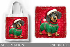 Dachshund Tote Bag Design. Christmas Tote Bag Sublimation Product Image 1