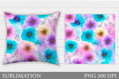 Flowers Pillow Design. Floral Pillow Sublimation Product Image 1