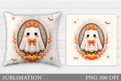 Ghost Pillow Design. Halloween Pillow Sublimation Product Image 1
