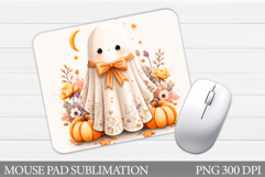 Cute Ghost Mouse Pad Design. Halloween Mouse Pad Sublimation Product Image 1