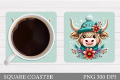 Christmas Cow Coaster. Christmas Cow Coaster Sublimation Product Image 1