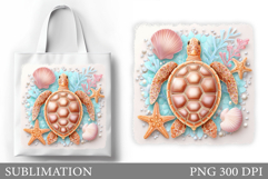 Sea Turtle Tote Bag Sublimation. Turtle Sublimation Product Image 1