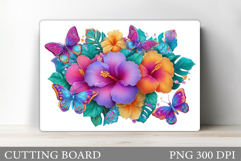 Hibiscus Cutting Board. Flowers Cutting Board Sublimation Product Image 1