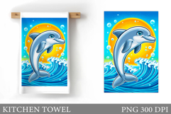 Dolphin Kitchen Towel. Sea Kitchen Towel Design Product Image 1