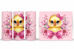Cute Chick Tumbler Design. Spring Tumbler Sublimation Product Image 2