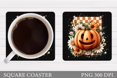 Halloween Pumpkin Coaster. Halloween Coaster Sublimation Product Image 1