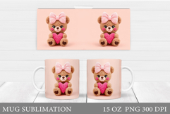 Valentines Bear Mug Sublimation. Valentines Mug Design Product Image 1
