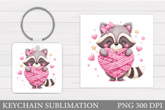 Valentines Raccoon Keychain. Valentines Keychain Design Product Image 1