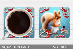 Cute Squirrel Coaster Design. Christmas Coaster Sublimation Product Image 1