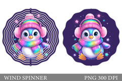 Cute Penguin Wind Spinner. Christmas Wind Spinner Design Product Image 1