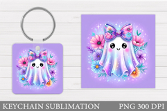 Halloween Keychain Sublimation. Ghost Keychain Design Product Image 1