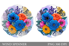 Floral Wind Spinner Sublimation. Flowers Wind Spinner Design Product Image 1