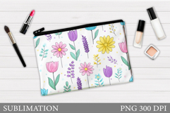 Flowers Makeup Bag Design. Flowers Cosmetics Bag Sublimation Product Image 1