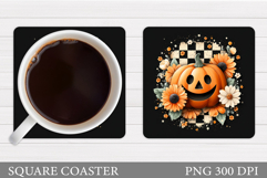 Halloween Pumpkin Coaster. Halloween Coaster Sublimation Product Image 1