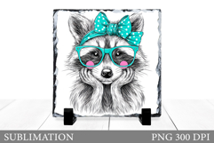 Raccoon Sublimation. Cute Raccoon Slate Design Product Image 1