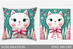 Christmas Cat Pillow Design. Christmas Pillow Sublimation Product Image 1