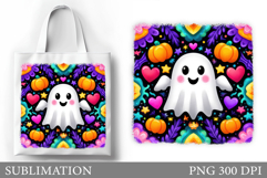 Cute Ghost Tote Bag Design. Cute Ghost Sublimation Product Image 1