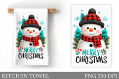 Snowman Kitchen Towel Design. Christmas Kitchen Towel Product Image 1