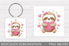 Valentines Sloth Keychain. Valentine Keychain Design Product Image 1