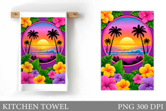 Sea Kitchen Towel Design. Summer Kitchen Towel Sublimation Product Image 1