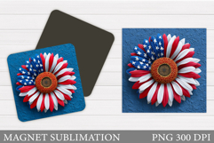 Patriotic Flower Magnet Sublimation. Patriotic Magnet Design Product Image 1