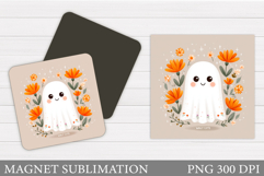 Cute Ghost Magnet Design. Cute Ghost Sublimation Product Image 1