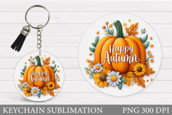 Fall Pumpkin Keychain Design. Pumpkin Keychain Sublimation Product Image 1