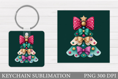 Christmas Tree Keychain. Christmas Round Keychain Design Product Image 1
