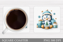 Christmas Penguin Coaster. Christmas Coaster Sublimation Product Image 1