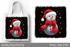 Disco Snowman Tote Bag. Christmas Tote Bag Sublimation Product Image 1