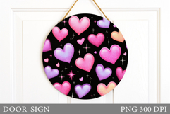 Hearts Door Sign Sublimation. Valentines Door Sign Design Product Image 1