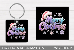 Merry Christmas Keychain. Christmas Keychain Sublimation Product Image 1