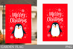 Penguin Garden Flag. Christmas Garden Flag Sublimation Product Image 1