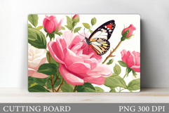 Butterfly Cutting Board. Flowers Cutting Board Sublimation Product Image 1
