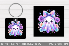 Halloween Ghost Keychain. Halloween Keychain Sublimation Product Image 1