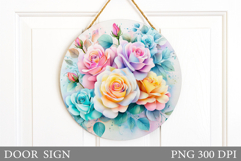 Roses Door Sign Sublimation. Flowers Door Sign Design Product Image 1