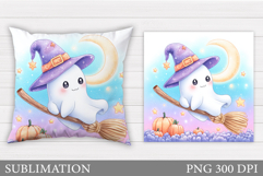 Cute Ghost Pillow Design. Cute Ghost Sublimation Product Image 1