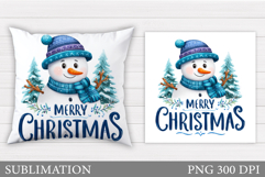 Christmas Snowman Pillow. Christmas Pillow Sublimation Product Image 1