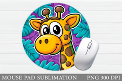 Cute Giraffe Mouse Pad. Giraffe Sublimation Product Image 1
