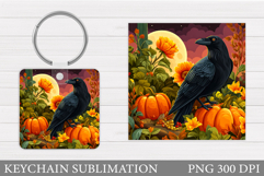 Crow Halloween Keychain. Halloween Crow Keychain Sublimation Product Image 1