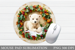 Polar Bear Mouse Pad Sublimation. Christmas Bear Mouse Pad Product Image 1