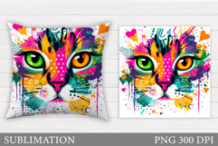 Cat Pillow Design. Cat Sublimation Product Image 1