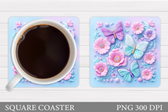 Butterflies Coaster Design. Butterflies Sublimation Product Image 1