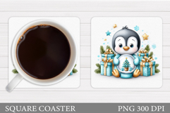 Christmas Penguin Coaster. Cute Penguin Sublimation Product Image 1