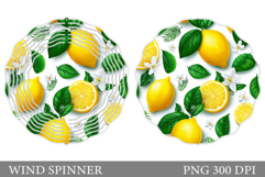 Lemons Wind Spinner Design. Flowers Wind Spinner Sublimation Product Image 1