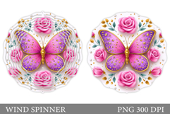 Butterfly Wind Spinner. Flowers Wind Spinner Sublimation Product Image 1