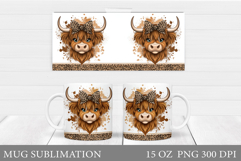 Cute Cow Mug Sublimation. Funny Cow Mug Wrap Design Product Image 1