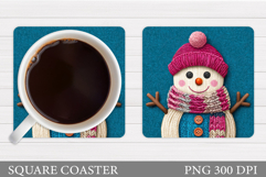 Cute Snowman Coaster Design. Christmas Coaster Sublimation Product Image 1