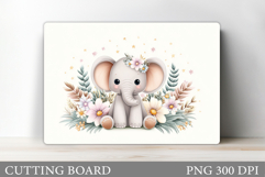 Cute Elephant Cutting Board. Elephant Sublimation Product Image 1