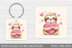 Valentines Sloth Keychain. Valentine Keychain Design Product Image 1